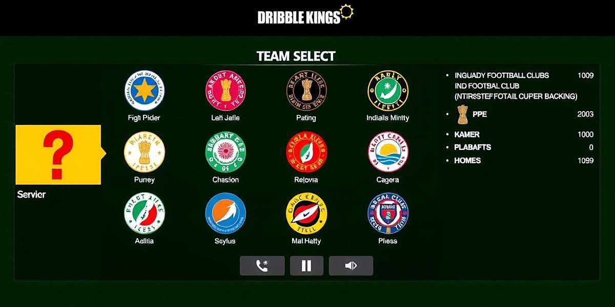 Goan Dribble Kings Team Selection Interface Goan Dribble Kings team selection screen showing various Indian football clubs with their logos